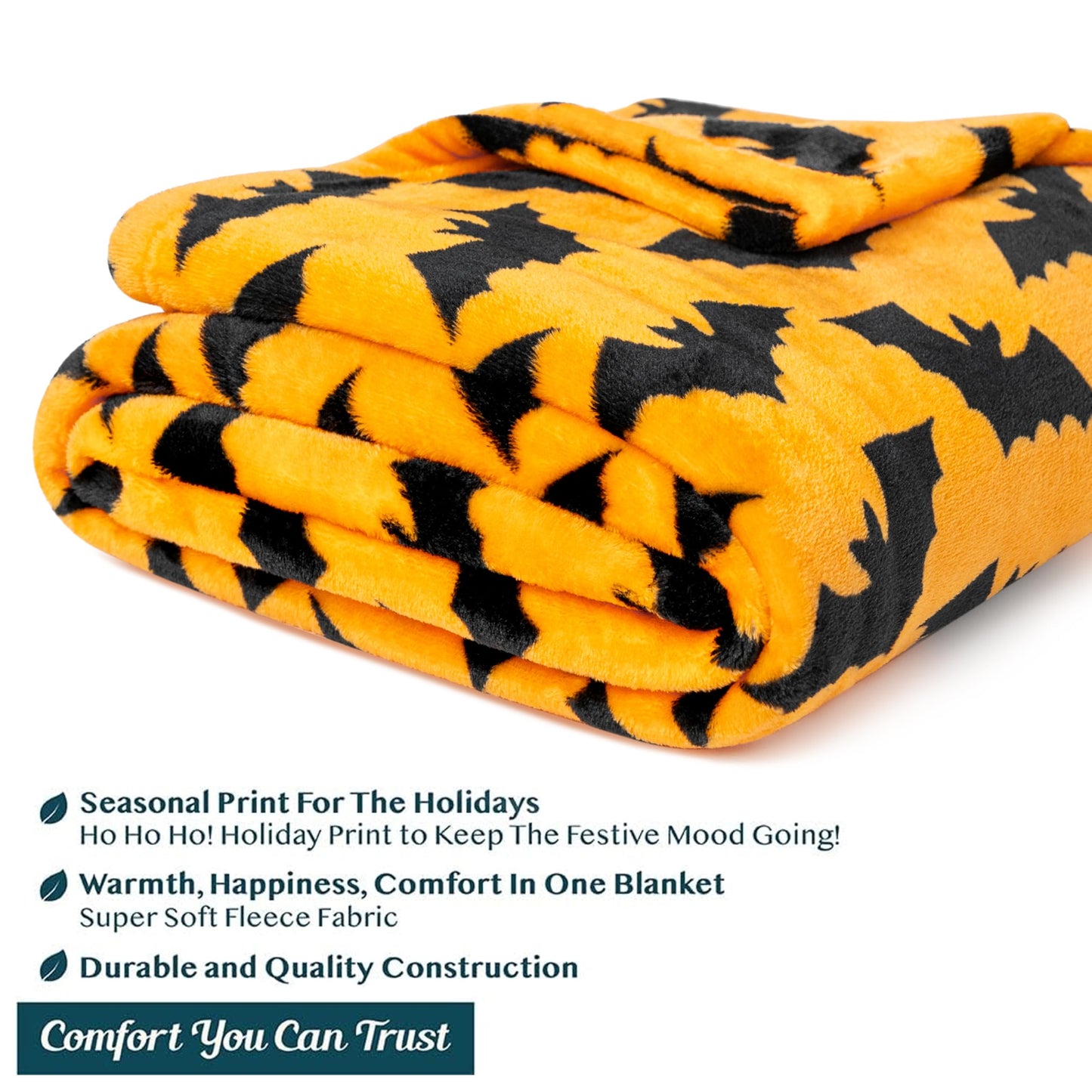 PAVILIA Halloween Throw Blanket for Couch | Bat Fall Halloween Fleece Blanket | Soft, Plush, Warm Black Fall Cabin Throw, 50x60 (Bat Halloween)