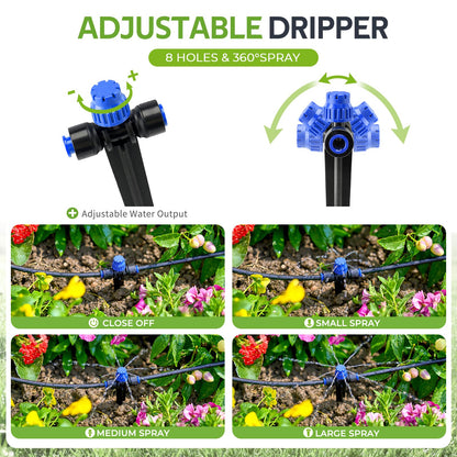 HIRALIY 40ft Push-to-Connect Drip Irrigation Kit, Adjustable Plant Watering System, for Garden Raised Bed Saving Water Automatic Irrigation Equipment with Drip Emitters, Tubing, Connectors