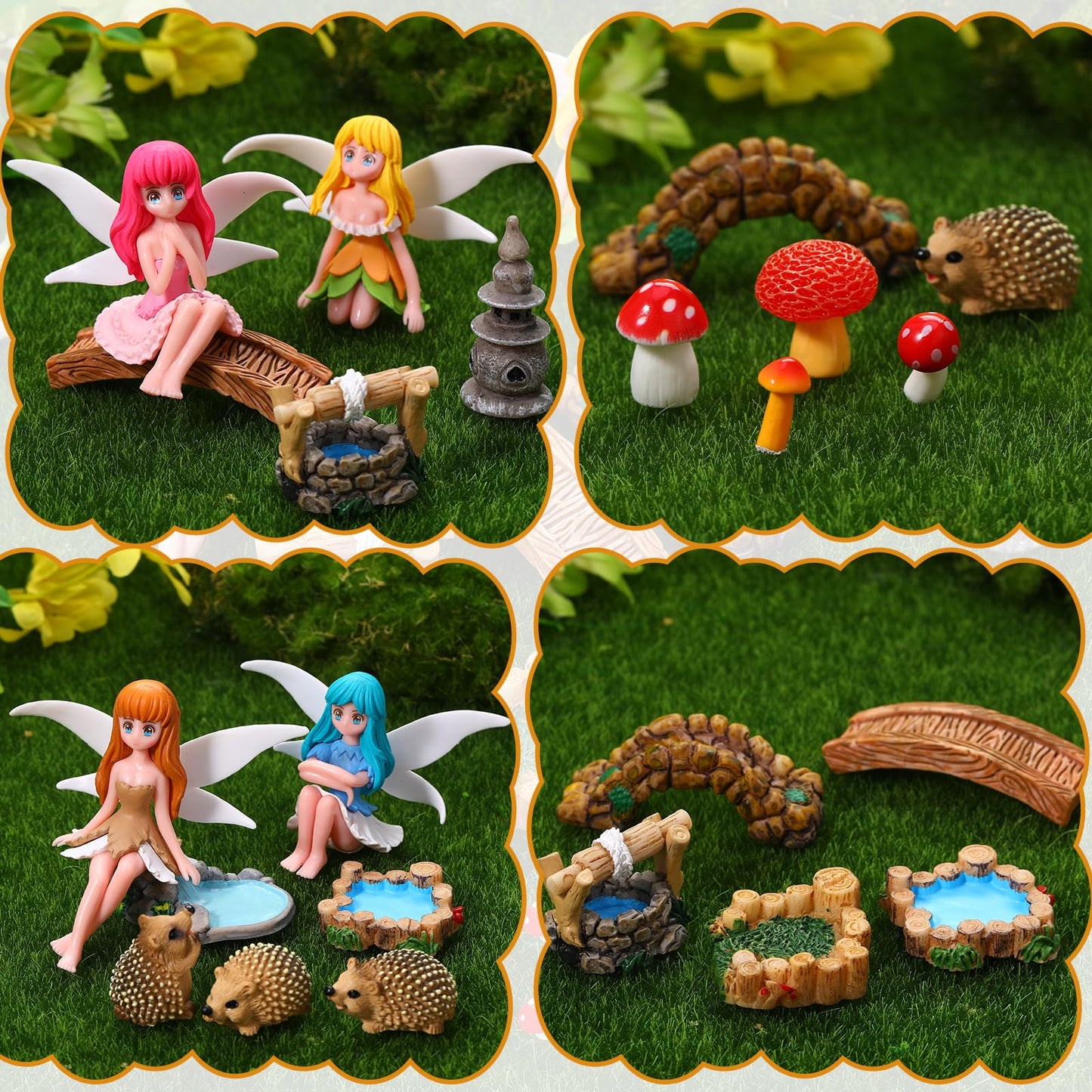 GGSTDDUP 28Pcs Fairy Garden Accessories, Miniature Garden Ornaments Landscape Decorations Mini Fairy Figures Animal Plant Set for Outdoor DIY Terrarium Potted Plants Dollhouse Desk Decor