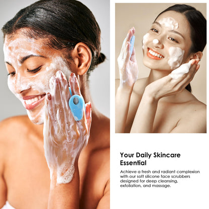 INNERNEED Super Soft Silicone Face Cleanser and Massager Brush Manual Facial Cleansing Scrubber Handheld Wash Pad for Sensitive, Delicate, Dry Skin (Pack of 4)