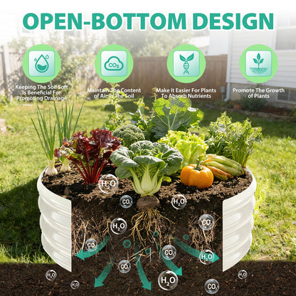 YSEJOMP 3FT Diameter Galvanized Garden Raised Bed/Plant Box/Fire Pit Ring - 0.8mm Thick,12 Inch Tall,Perfect for Planting a Variety of Flowers,Herbs,Vegetables (Cream White, 36 Dia X 12 inches)
