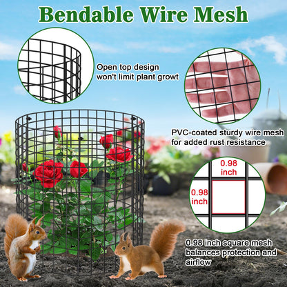 Aifanss Plant Protectors from Animals, 15pcs 12x12 Inch Metal Plant Cages for Garden Vegetables Protectors to Keep Chicken Bunny Squirrel Out, Wire Chicken Wire Cloche with Zip Ties and Stakes