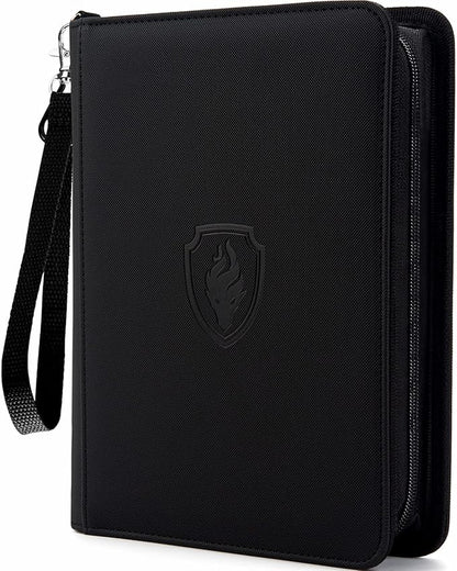 Fabmaker Premium 4 Pocket Zip Card Binder, Trading Card Binder for 320 Cards, Portable PU Card Collection Binder, Collector Card Album Folder for Game & Sports Cards (Black)