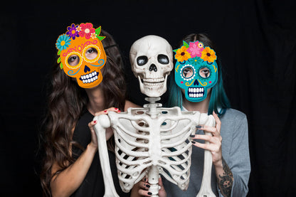 80UncleKimby 8PCS Dia De Los Muertos Masks - Halloween Felt Sugar Skull Crafts, Day of The Dead Costume Accessories Decorations Classroom Activities Party Favors