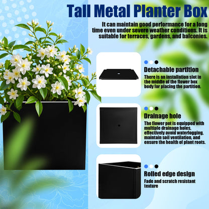 Srehloe Metal Planter Box for Outdoor Plants 20" x 20" x 20" Large Square Planter Cube Steel Heavy Duty Flower Pot with Insert Shelf and Drainage Holes Suitable for Patio Yard Garden Porch Hotel