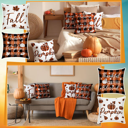 GlikCeil Set of 16 Christmas Pillow Covers 18 x 18 Inch Holiday Throw Pillow Covers Halloween Fall Winter Seasonal Pillowcases Decorative Cushion Pillowcases for Farmhouse Home Couch Sofa Decor