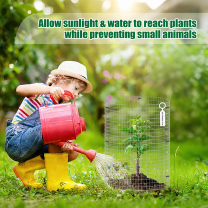 30Pcs Garden Plant Protector Cage 12''x12'', 10 Set Metal Wire Protectors for Plants, Protection Cages with Stakes Nylon Ties, Animals Barrier to Keep Chicken Rabbit Away from Plants Flower Vegetables