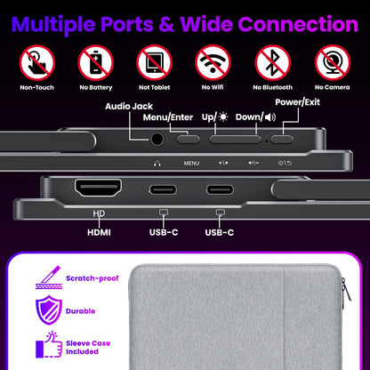 Upperizon Portable Monitor 15.6 inch 4K UHD 3840X2160 145% sRGB IPS HDR HDMI USB-C Travel Monitor for Laptop MacBook PC Surface PS5 Xbox, External Display with Kickstand & Speakers, VESA Compatible
