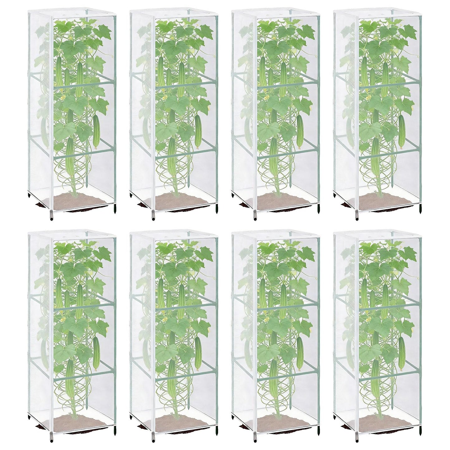 Ukontagood 8 Pack Garden Bird Netting Plant Cover for Square Tomato Cage, 59" x 17.7" Garden Netting Barrier Mesh with Drawstring Ultra Fine Plant Cover for Protecting Plants