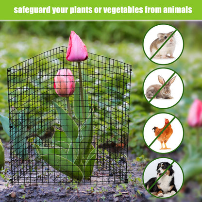 Zubebe 5 Pack Small Wire Plant Protectors Square Plant Protectors from Animals Mesh Cage Chicken Wire Cloche for Shrubs and Vegetables with Ground Stakes and Nylon Ties (12 x 12 Inch)