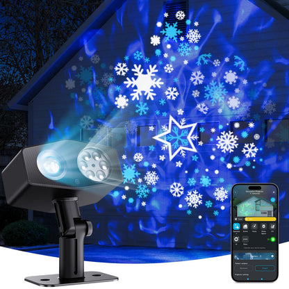 Govee Outdoor Decoration Projector Light, Upgraded LED Snowflake Projector, 180° Rotation, 20 HD Effects & 58 Scene Modes with App Control, IP67 Compatible with Alexa, Google Assistant, Matter