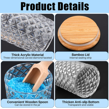 Akamino 1200ML/42OZ Acrylic Bath Salt Jar with Wooden Scoop, Clear Bath Salt Container with Sealing Lid, Large Storage Canisters for Bathroom Bath Decor, Kitchen Sugar Tea Spices