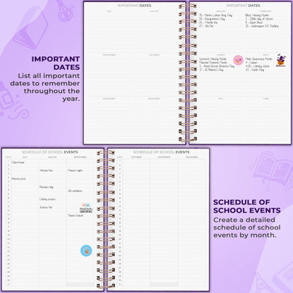 Clever Fox Teacher Planner Spiral – School Year Planner with Calendars & Lesson Plans – Teacher Plan Book for Classroom & Homeschool Organization - Undated, 7.9x10″ (Purple)