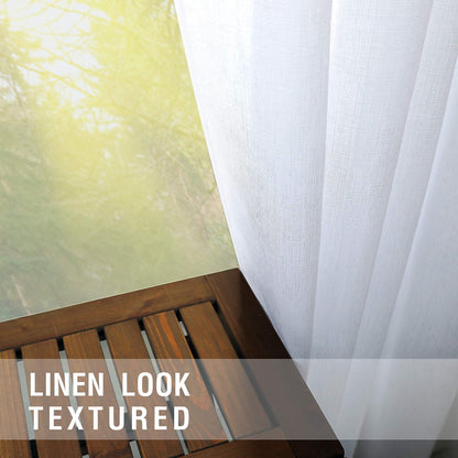 KOUFALL White Semi Sheer Curtains 63 Inch Length for Bedroom Pair Set 2 Panels Rod Pocket Translucent Light Filtering Faux Linen Textured Solid Privacy Curtains Sheer for Closet Wide 52x63 in Long