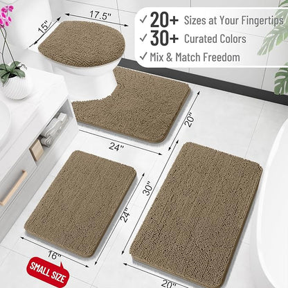 OLANLY Large Bathroom Rugs 40x24, Extra Soft Absorbent Chenille Bath Rugs, Rubber Backing Quick Dry, Machine Washable Bath Mats for Bathroom Floor, Tub and Shower, Home Decor Accessories, Tan