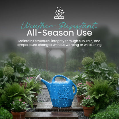 Union Products 63066 2 Gallon Plastic Indoor/Outdoor Watering Can w/ Tulip Design for Garden, Potted Plants, & Patio Pots, Caribbean Blue