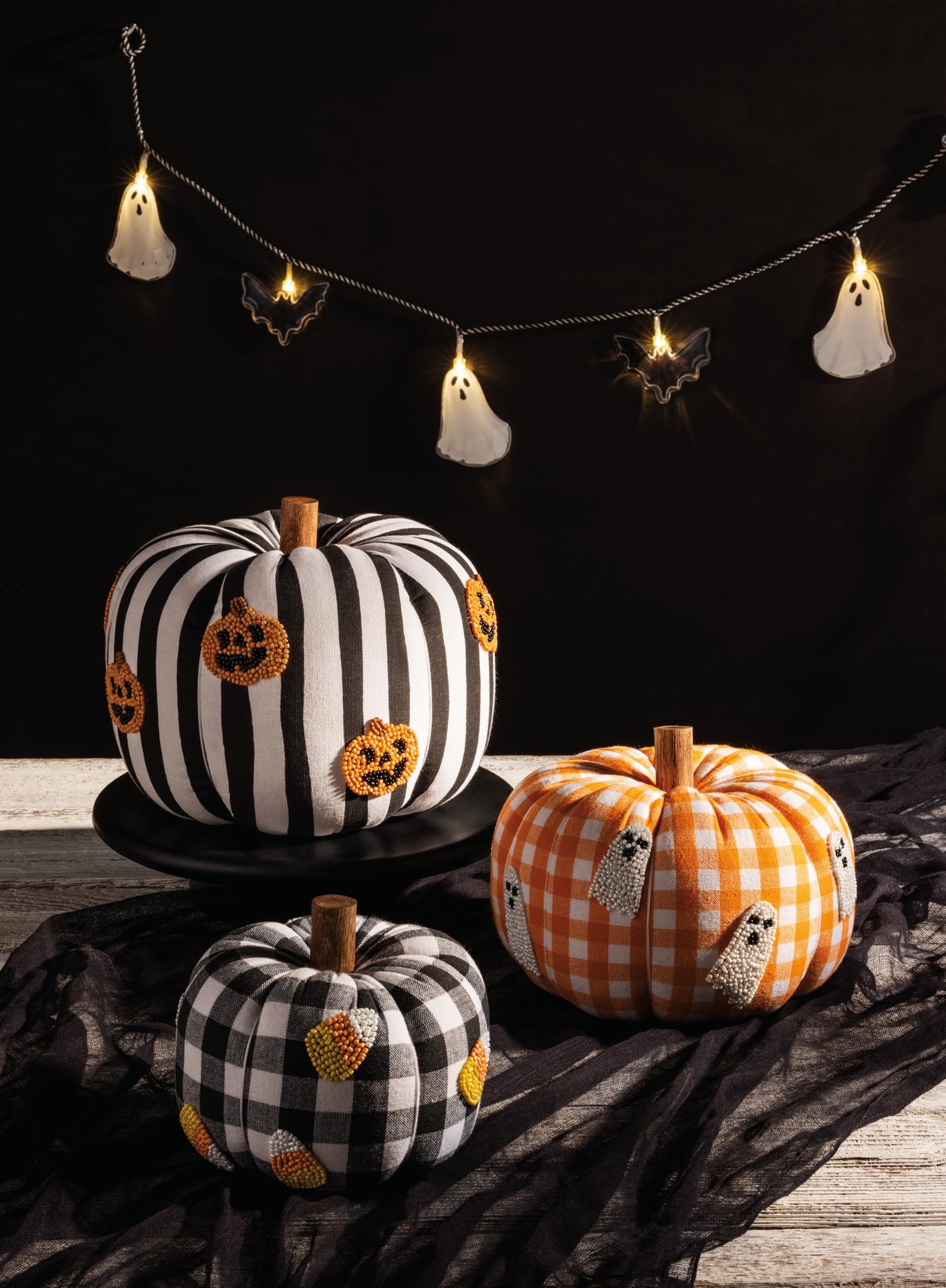 Mud Pie Halloween Beaded Candy Corn Icon Pumpkin Sitter