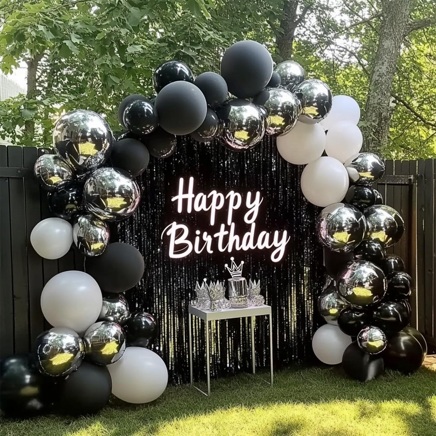 Black Balloons, 98PCS Double Stuffed Balloon Garland Arch Kit, 18/12/10/5 Inch Different Sizes for Birthday Anniversary Holiday New Year Halloween Ridder Party Decorations