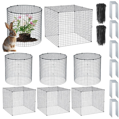 Shimeyao 6 Set Garden Plant Protectors from Animals 12'' x 12'' Metal Wire Protectors Cage with Stakes, Metal Mesh and Detachable Covers Wire Cloche for Keeping Bunny Chicken Out, Garden Protection