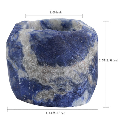 TUMBEELLUWA Sodalite Gemstone Tea Light Candle Holders for Table Centerpiece Wedding Party, Blue Decorative Crystal Votive Candle Holders for Christmas Thanksgiving