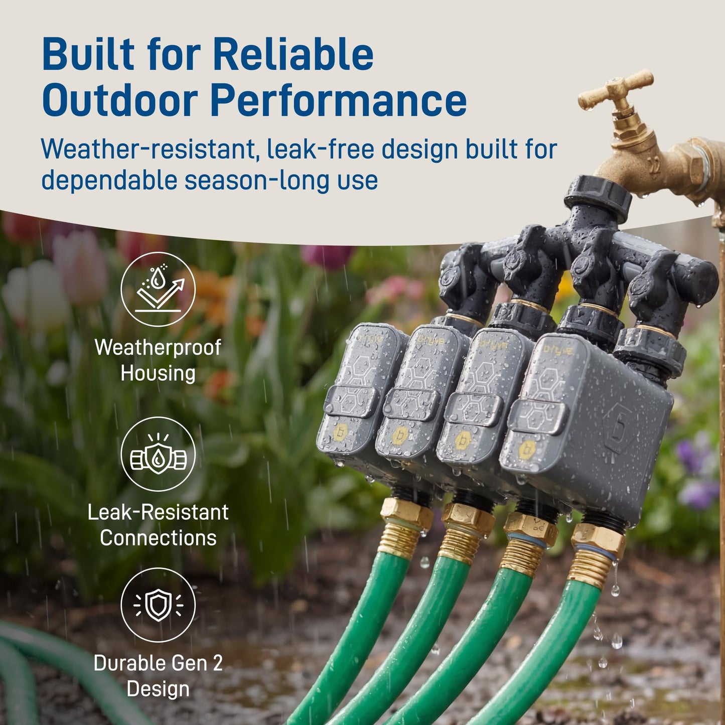 Orbit 21207 B-hyve Gen 2 Smart Hose Watering Timer, 4-Pack with Wi-Fi Hub and Hose Y Splitter