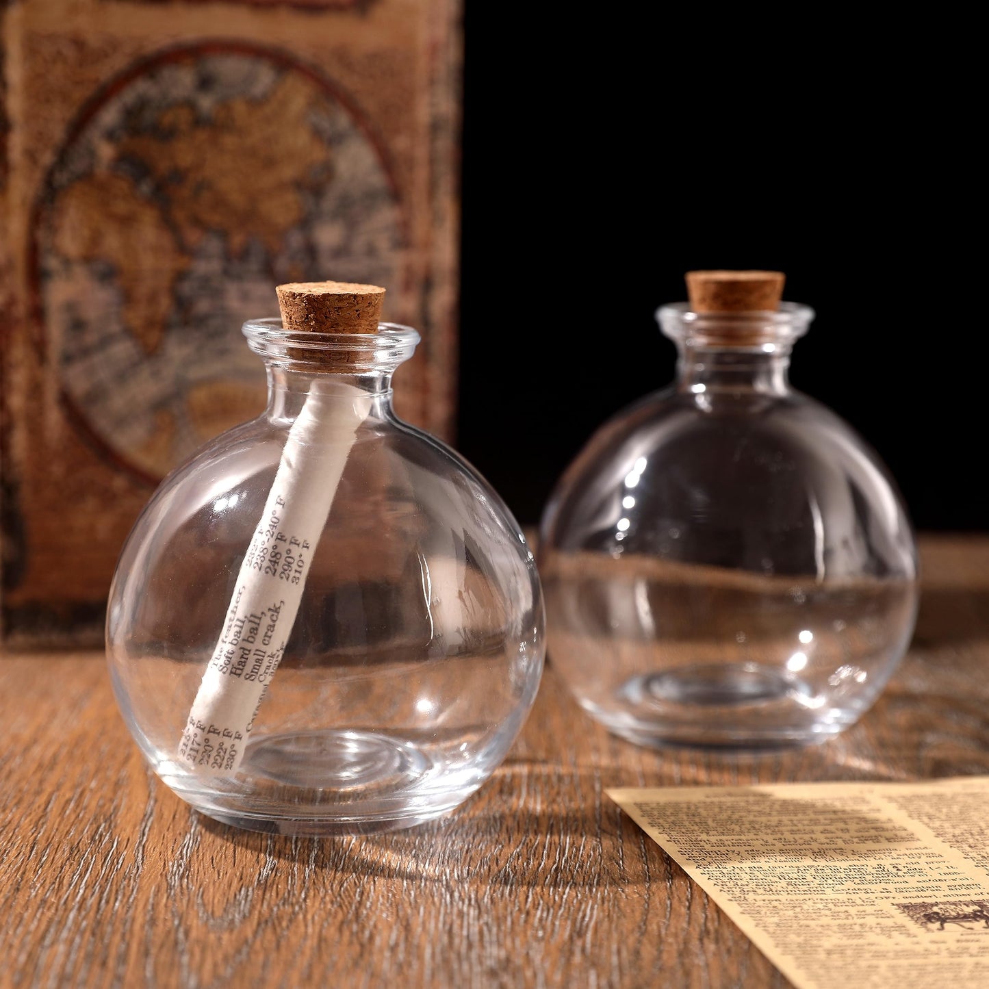 Magic Season Decorative Glass Bottles with Cork Stoppers - 260 ml Potion Bottles (6 Pcs)
