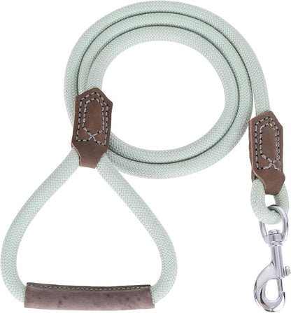 Mile High Life | Premium Leather Dog Leash | Strong Rope Leash | Leather Handle | Zinc Alloy Strong Clasp | Small Medium Large Dogs | 4/5/6 Feet(Green, 72 Inch (Pack of 1))