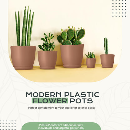 Utopia Home - Plant Pots Indoor with Drainage - 7/6.6/6/5.3/4.8 Inches Home Decor Flower Pots - Plastic Planters for Indoor Plants, Cactus, Succulents Pot (Terracotta, Pack of 10)