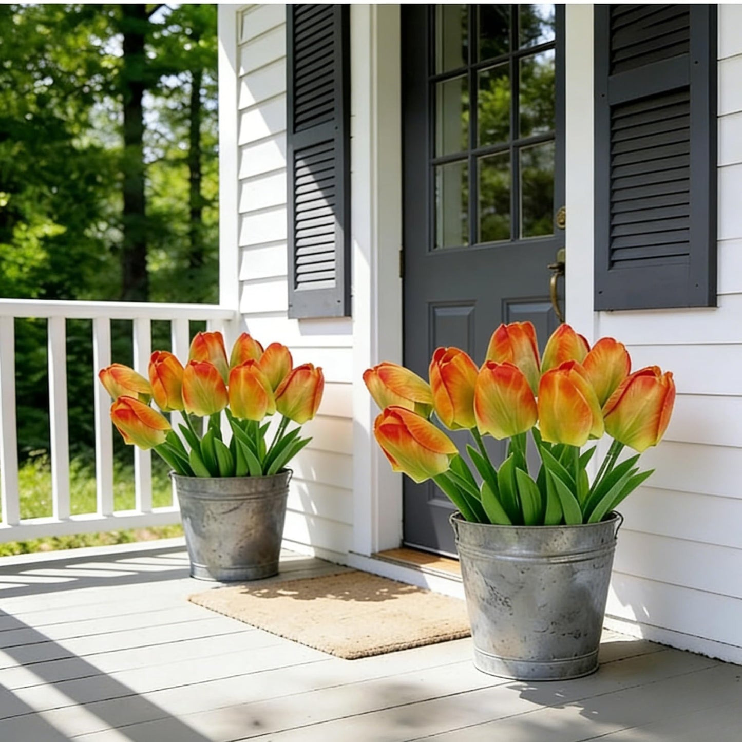 Livresse Orange Artificial Tulips for Vase, 48 Faux Tulip Flowers for Fall Centerpiece, Autumn Home Decor, Thanksgiving Table Arrangement & Rustic Farmhouse Decorations