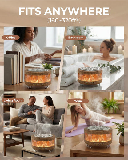Essential Oil Diffuser with Himalayan Salt Lamp, 350ml Ultrasonic Aromatherapy Humidifier, 7 Colors LED Light, Timer & Auto Shut-Off for Home Bedroom Office Spa Yoga