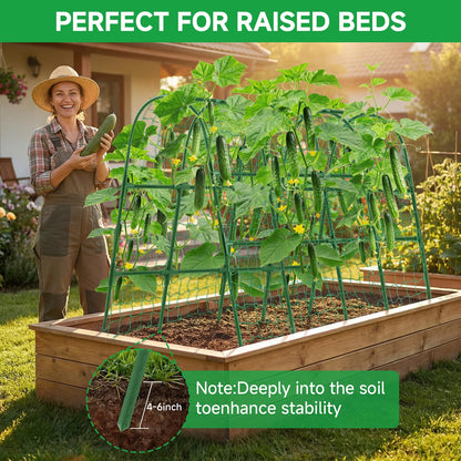 Cucumber Trellis for Raised Bed, 48x65 Inch U-Shape Garden Trellis for Outdoor Climbing Plants, Rust-Resistant Arch Plant Support Vegetable Trellis for Cucumber Tomato Pea Zucchini, Squash