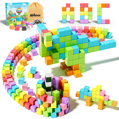 Apluses Magnetic Blocks, Magnet Building Cubes for Toddlers, Classroom Must Haves STEM Educational Toys for Kids, Autism Sensory Montessori Magnet Toys for 3 4 5 6 7 8 Year Old, Gift for Boys Girls