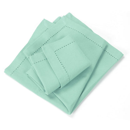 Cotton Cloth Dinner Napkins Set of 12 - Hemstitched 18x18 Inch Decorative Soft Durable Washable Reusable Perfect for Dining Table Décor Farmhouse Easter Christmas Party Wedding & Everyday Use - Aqua