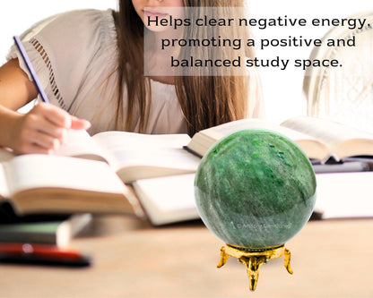 Amazing Gemstone Green Aventurine Crystal Ball with Stand - 2.5 Inches Large Crystal Sphere Meditation Balls for Witchcraft and Decorative Balls