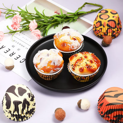 600 Count Animal Print Cupcake Liners Leopard Baking Cup Wrappers Zebra Giraffe Muffin Standard Sized Muffin Cupcake Decorations for Birthday Wedding Party Baby Shower Supplies(Chic Style)