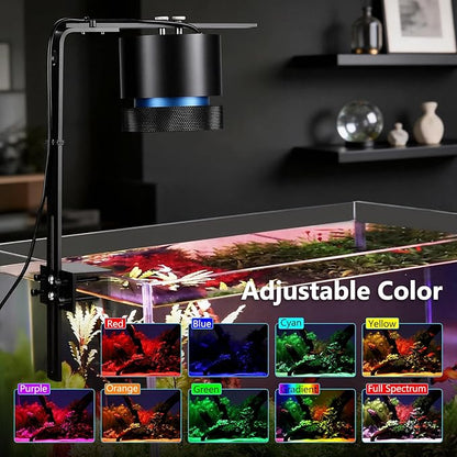 fishkeeper Aquarium Clip-On Stream Light with Auto Time Sync & 24/7, Full Spectrum LED Fish Tank Lights with 9 Colors, Set Any Timer & 1-100% Dimming, Adjustable Clamp, for Freshwater Plants Tanks 60W