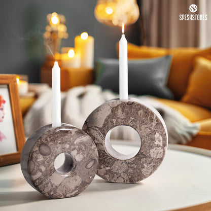 SPESHSTONES Marble Candle Holder Set of 2 Handmade Candlestick Holders for Taper Candles, Stone Candle Holders for Candlesticks, Centerpieces for Tables & Entryway Table Decor, Candle Stick Holders