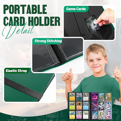 Card Binder 9-Pockets,Trading Card Binder,20 Pages, 360 Card Capacity Collection Binder, Card Folder for MTG, TCG, Game Cards & Sports Cards (Green)