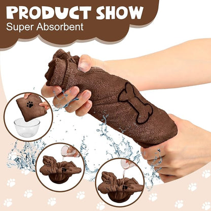 Chumia 4 Pcs Dog Towels for Drying Dog Puppy Bulk Microfiber Absorbent Paw Towel Pet Bathing Supplies Quick Drying for Medium Cats Pets Shower(24 x 40 Inch,Gray, Coffee)