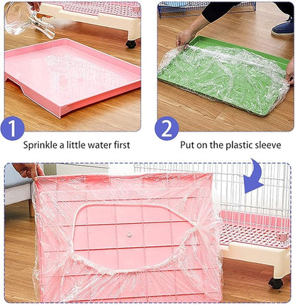 upcessory 50 pcs Disposable Cage Liners, Clear Plastic Rabbit Cage Liner Bag, Universal Toilet Film for Bunny, Hamster, Totoro, Hedgehog, Guinea Pig and Small Animals.