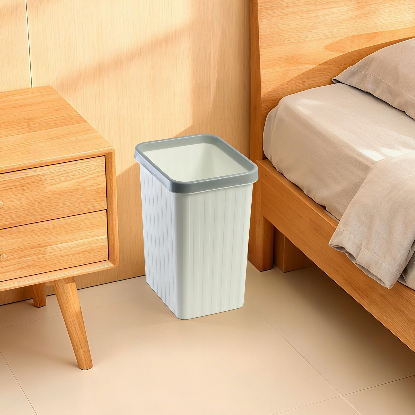 Soddeph 3.2 Gallon Plastic Small Trash Can,Rectangular Wastebasket, Waste Basket,Garbage Container for Bathroom, Kitchen, Bedroom, Office, Home, Dorm Room (1, White)