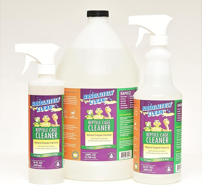 Absolutely Clean Amazing Reptile & Amphibian Terrarium Cleaner and Deodorizer - Just Spray/Wipe - Safely & Easily Removes Reptile & Amphibian Messes - USA Made (128oz Refill - Save 60%)