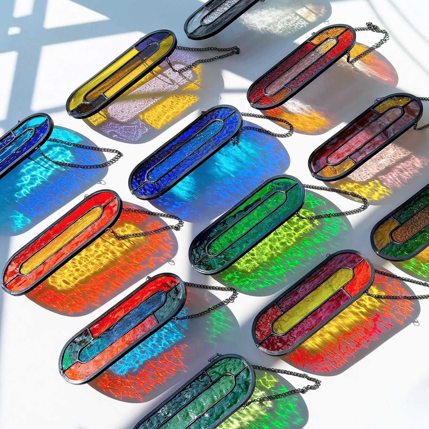 LITMIND Stained Glass Propagation Station - Handcrafted Translucent Suncatcher Planter with 2 Tubes, Hanging Hydroponic Décor for Windows & Garden