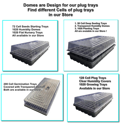RooTrimmer 10 Pcs Humidity Dome, Plastic Clear Seed Starter Dome 1020 Tray Covers Humidifying and Insulating for Greenhouse Germination and Garden Growing (21.5"×11.5", 3.15" Height, 10-Pack)