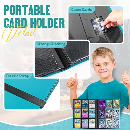 Card Binder 9-Pockets,Trading Card Binder,20 Pages, 360 Card Capacity Collection Binder, Card Folder for MTG, TCG, Game Cards & Sports Cards (Lake Blue)