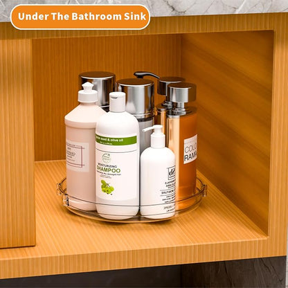 9.5" W Acrylic Clear Lazy Susan Turntable for Cabinet,Kitchen Countertop,Refrigerator and Pantry Organization Storage,1 Tier Small Spinning Organizer for Vitamin,Medicine,Spice Rack & Organization