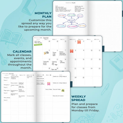 Clever Fox Teacher Planner – School Year Planner with Calendars & Lesson Plans – Teacher Plan Book for Classroom & Homeschool Organization - Undated, 7x10″, Hardcover (Dark Teal)