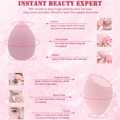 6+6 Professional Makeup Sponge Set,2.76 inch Portable Soft Sponge Setting Face Puffs,Multicolor Makeup Blending Sponge Cosmetic Applicator for Loose Powder,Liquid,Facial Makeup Tools（Pink)