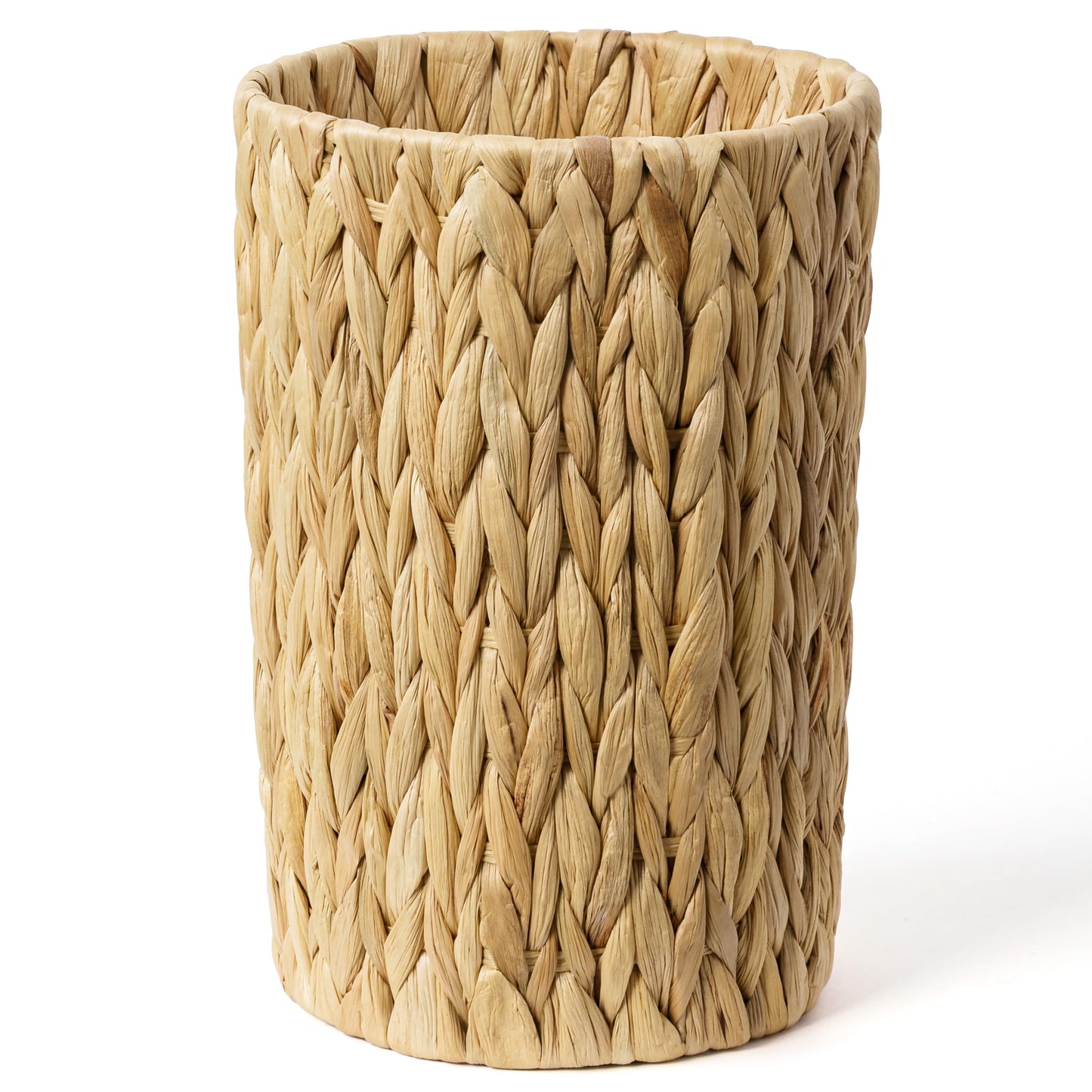 UBBCARE Wicker Trash Can, Small Waste Basket for Bathroom Office Bedroom, Water Hyacinth Trash Bin, Round 2 Gallon