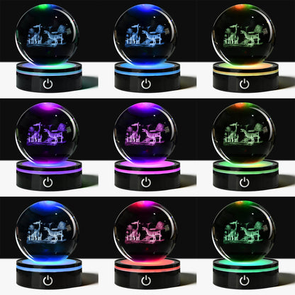 QIANCHANG 3D Dinosaur World Crystal Ball with LED Stand, 80mm Glass Sphere Night Light Lamp, Prehistoric Animal Crystal Figurines Collectibles, Dinosaur Lover Gifts for Kids & Adults